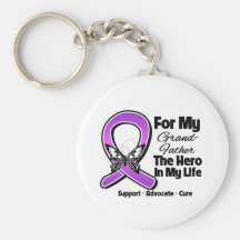For My Hero My Grandfather - Purple Ribbon Awarene Keychains