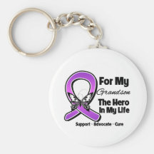 For My Hero My Grandson - Purple Ribbon Awareness Key Chain