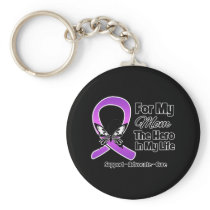 For My Hero My Mom- Purple Ribbon Awareness Key Chain