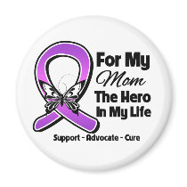 For My Hero My Mom- Purple Ribbon Awareness Fridge Magnet