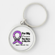 For My Hero My Partner - Purple Ribbon Awareness Keychains