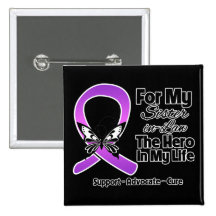For My Hero My Sister-in-Law - Purple Ribbon Aware Buttons