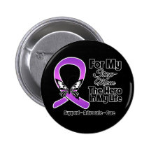 For My Hero My Step-Mom - Purple Ribbon Awareness Buttons