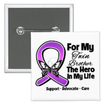 For My Hero My Twin Brother - Purple Ribbon Awaren Button