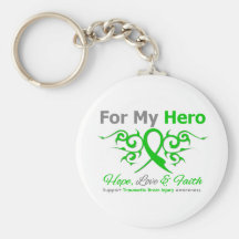 For My Hero Tribal Ribbon Traumatic Brain Injury Key Chains