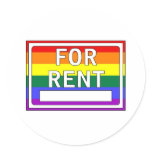"For Rent" in 3 Different Pride Designs Round Sticker