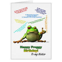 For sister, Lots of Froggy Jokes Birthday Card