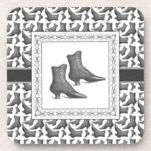 For Women Who Love Shoes, Vintage Boots Beverage Coaster