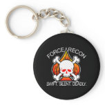 Force Recon Skull Black Keychain