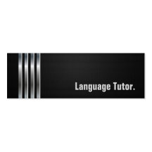 Foreign Language Tutor - Black Silver Stripes Business Card