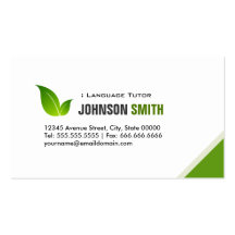 Foreign Language Tutor - Elegant Modern Green Business Card