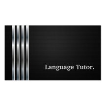 Foreign Language Tutor Professional Black Silver Business Cards