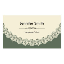 Foreign Language Tutor - Retro Chic Lace Business Card Templates