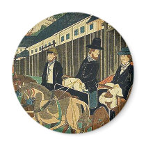 Foreign officials around town by Utagawa,Yoshikazu Fridge Magnets