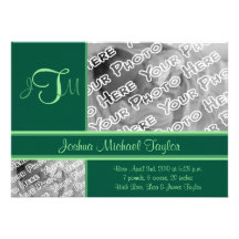 Forest Elegant Monogram Birth Announcement