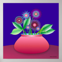Forest flowers in a red pot poster