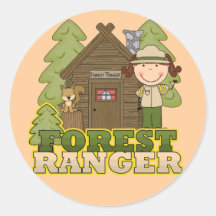 Forest Ranger - Brunette Girl Round Sticker