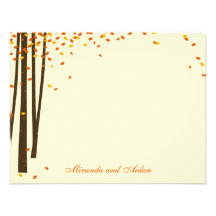 Forest Trees Thank You Cards cards - Orange - Custom Announcement