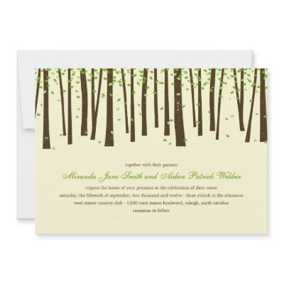 Forest Trees Wedding Invitations - Green by berryberrysweet
