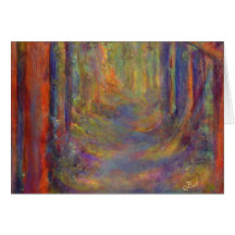 Forest Tunnel Autumn Woods Art Painting Cards