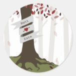 Forest Woodland Red Wedding Round Sticker