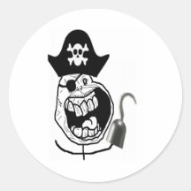 Forever Alone Pirate Comic Face Round Sticker