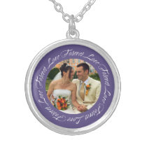 Forever love violet frame memento circle photo necklaces