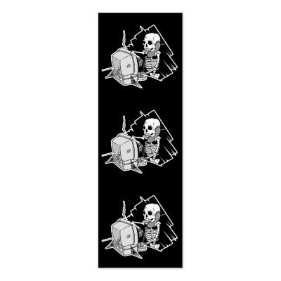 forever skeleton on hold tech support bookmark business card templates by geekme