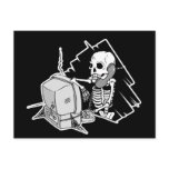 forever skeleton on hold tech support postcards