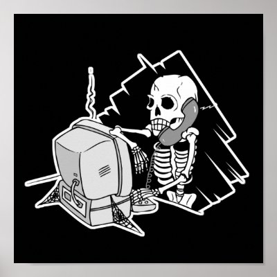 forever skeleton on hold tech support poster by geekme