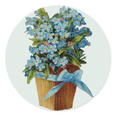Forget Me Not Flowers Round Stickers by Memory_Lane