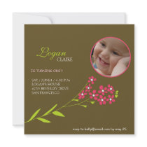 Forget Me Nots -Baby girl Birthday party cards