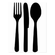 fork knife spoon icon postcards