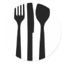 fork knife spoon icon round sticker