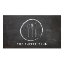 FORK SPOON KNIFE CHALKBOARD LOGO for Restaurant... Business Card