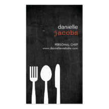 FORK SPOON KNIFE on WOODGRAIN Business Cards