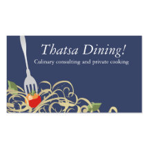 fork stuck tomato spaghetti catering b, Thatsa ... Business Card Template
