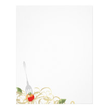 fork stuck tomato spaghetti recipe menu letterhead