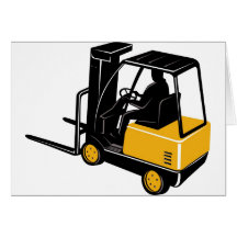 forklift truck retro greeting cards