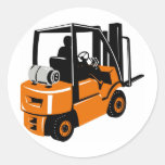 forklift truck retro round sticker