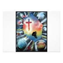 Forlorn Figure Colourful Universe Cross Personalized Invitation