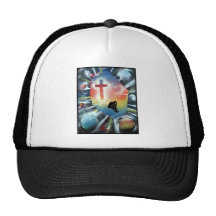 Forlorn Figure Colourful Universe Cross Mesh Hats