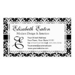 Formal Black and White Retro Damask Art Deco Style Business Card Template