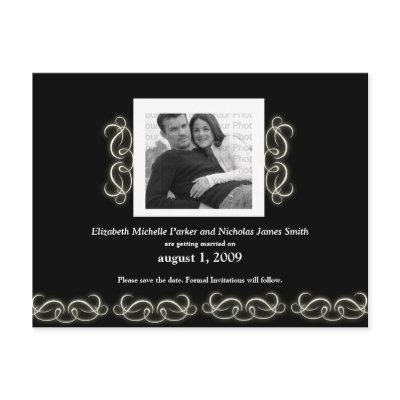Formal Elegant Floral Save the Date Black White by TheWeddingShoppe