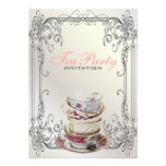 Formal elegant swirls  White vintage tea party Invite