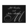 Formal Monogram M Save the Date Announcement Postcard
