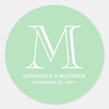 Formal Monogram Wedding Favor Label Round Sticker