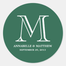 Formal Monogram Wedding Favor Label Round Sticker