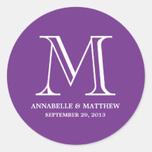 Formal Monogram Wedding Favor Label Round Stickers