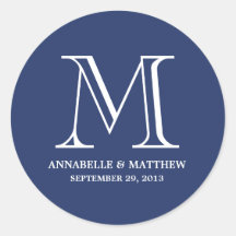 Formal Monogram Wedding Favor Label Round Stickers